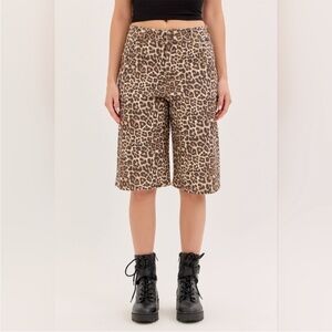 Cello Leopard Print Animal Print High Rise Baggy Bermuda Long Shorts 12” Inseam